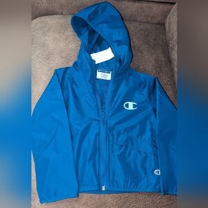 NWT-Champion, blue, vented, hooded, wind breaker jacket-boys size XS/4